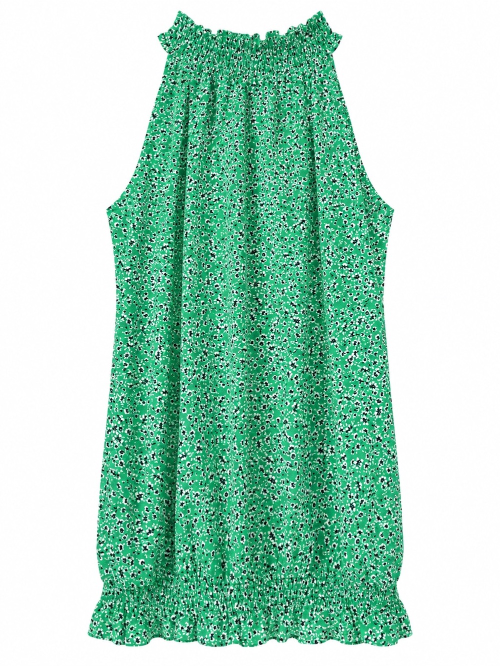 Women’s Green Floral Smocked Halter Dress